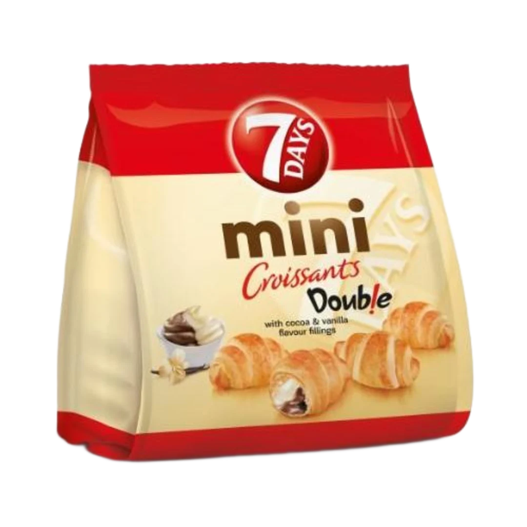 7DAYS Mini Croissants Double kakaós és vanília ízű töltelékkel 185 g