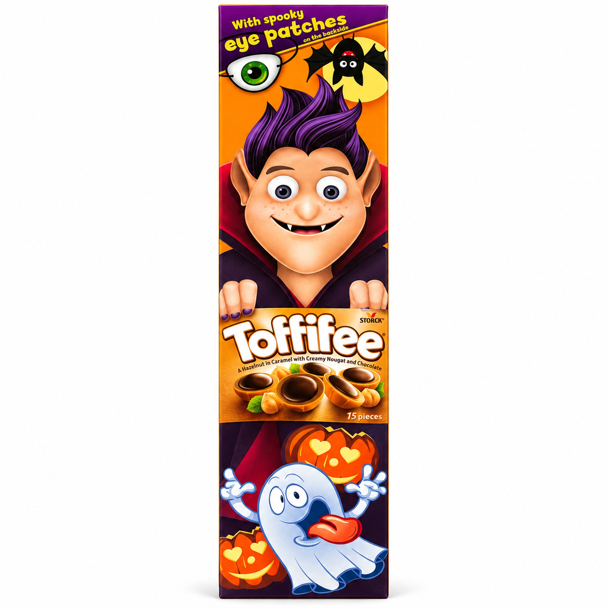 Toffifee Halloween mogyorós-karamellás desszert, 375 g (3 × 125 g), 45 darab
