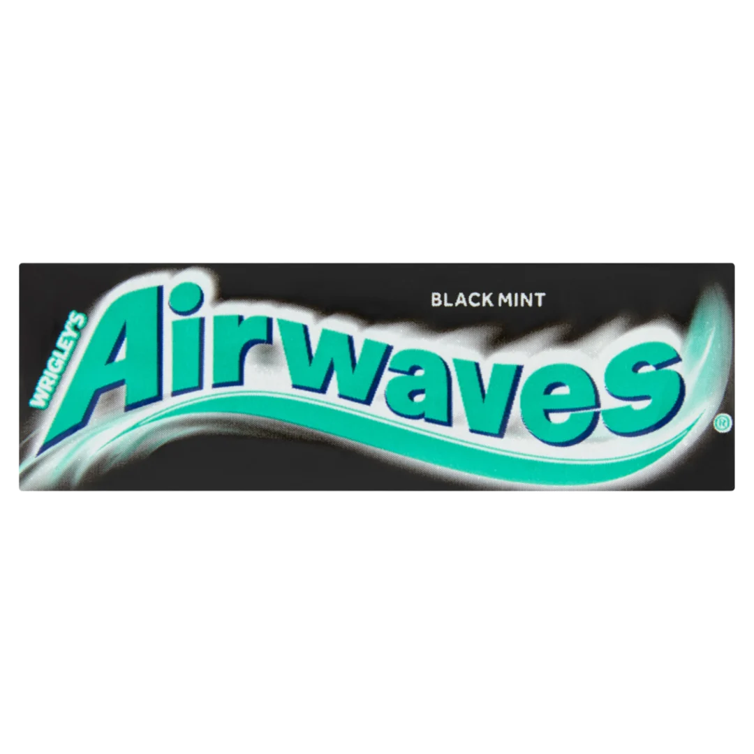 Airwaves Black Mint mentol- és ánizsízű cukormentes rágógumi édesítőszerrel 14 g