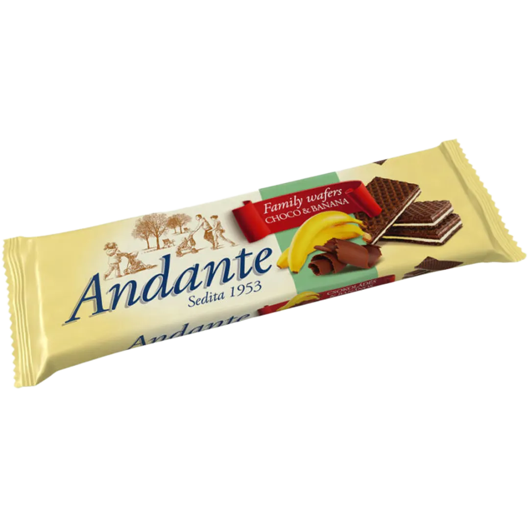 Andante kakaós-csokoládés és banános krémmel töltött ostya 130 g