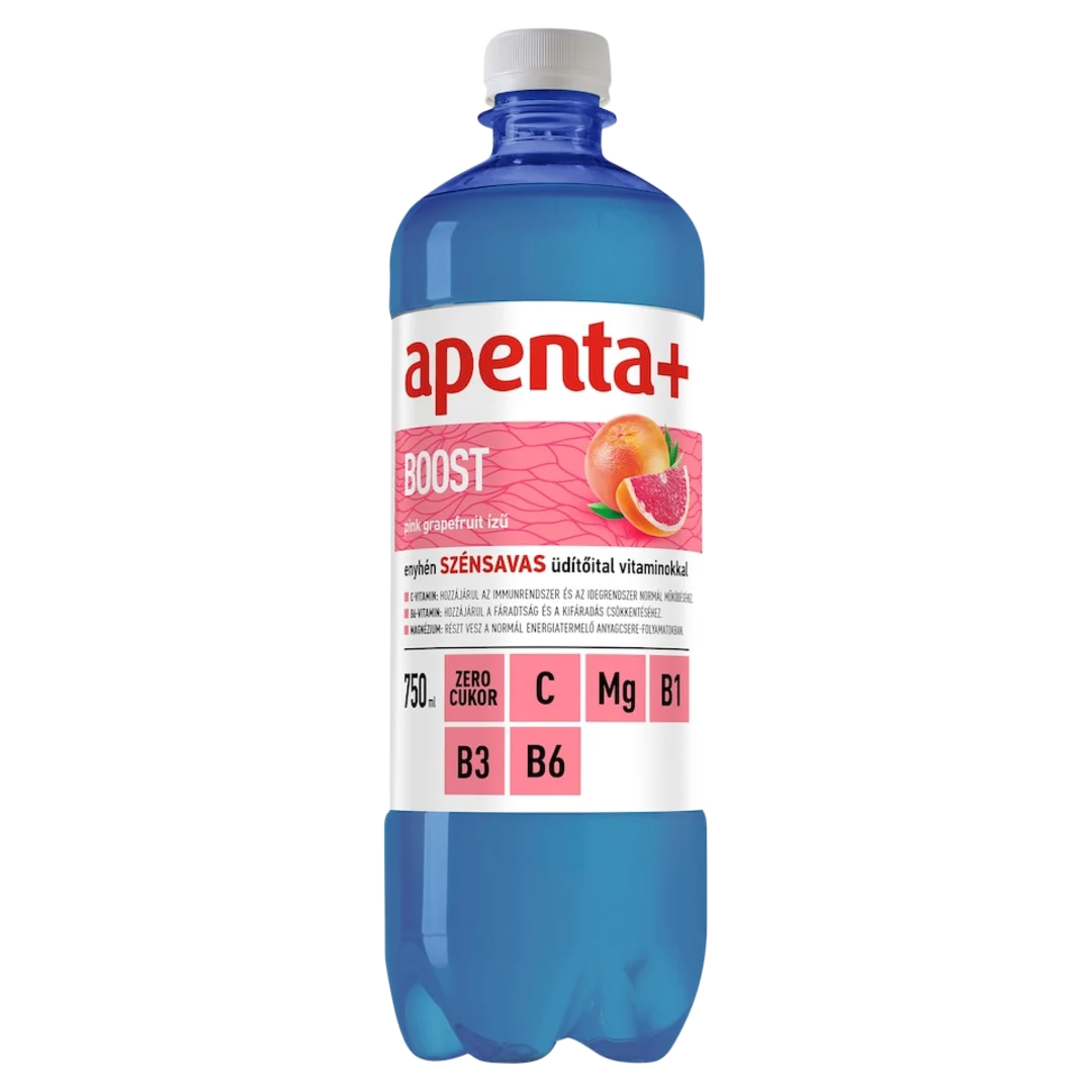 Apenta+ Boost pink grapefruit ízű energiamentes üdítőital DRS 750 ml