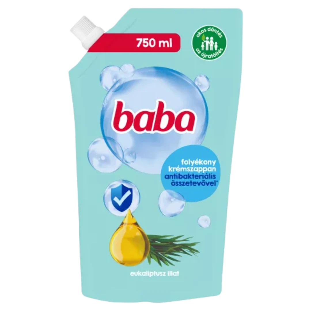 Baba Antibakteriális Eukaliptusz folyékony szappan utántöltő, 750 ml