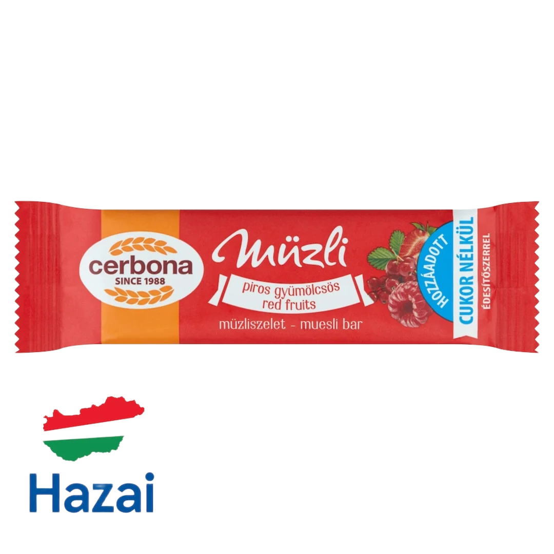 Cerbona Piros gyümölcsös müzliszelet hozzáadott cukor nélkül 20 g