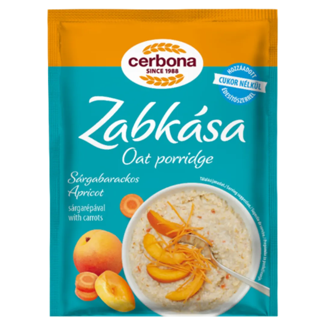 Cerbona sárgabarackos zabkása hozzáadott cukor nélkül, édesítőszerrel 50 g