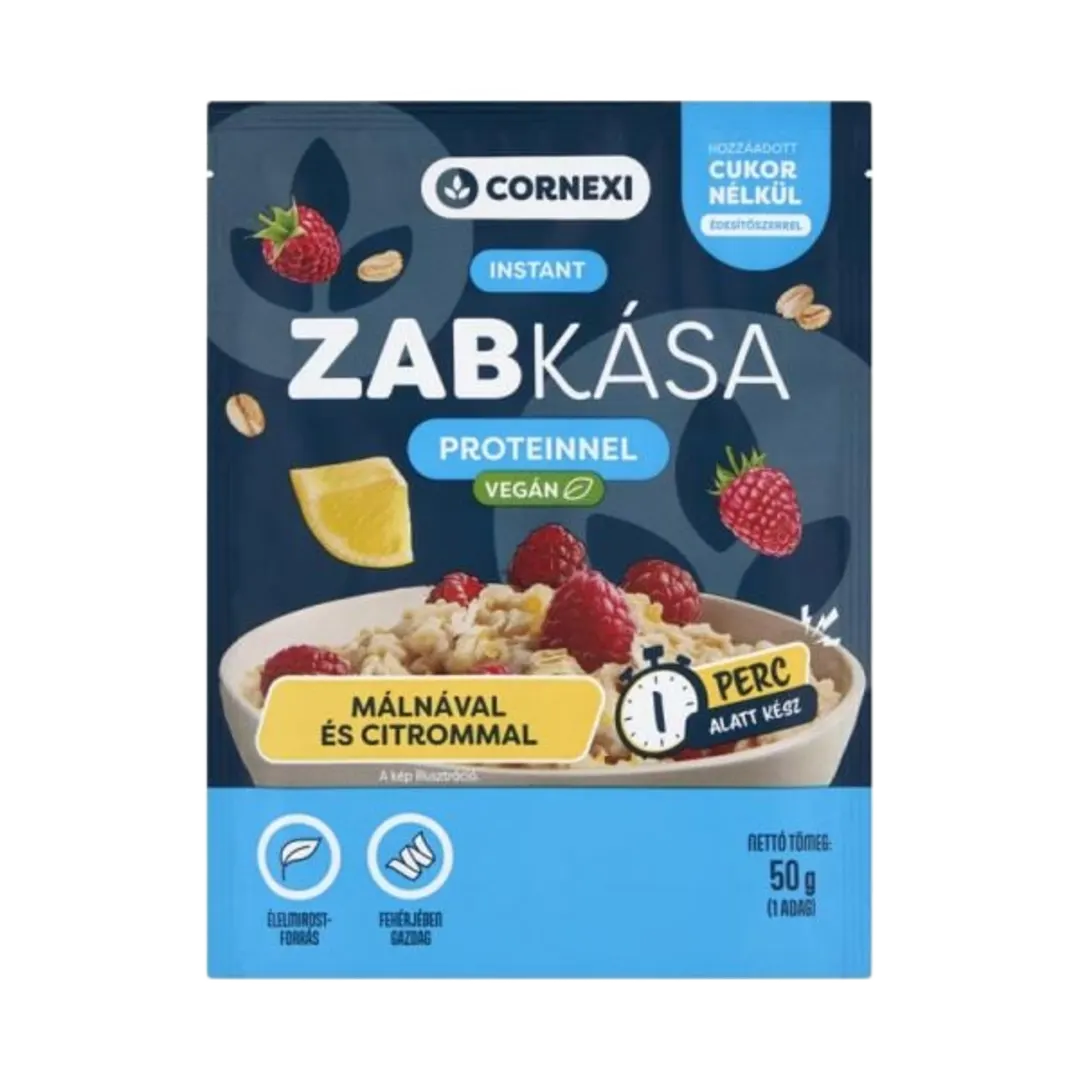 Cornexi málnás-citromos proteines zabkása hozzáadott cukor nélkül, édesítőszerrel 50 g