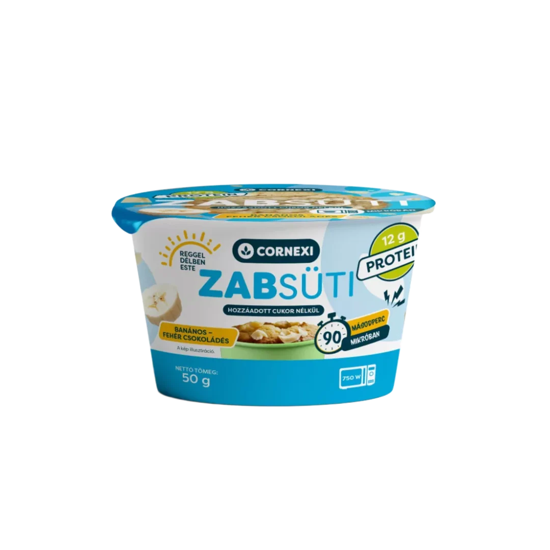 Cornexi Protein Zabsüti banános-fehércsokoládés alappor zabbal, hozzáadott cukor nélkül 50 g
