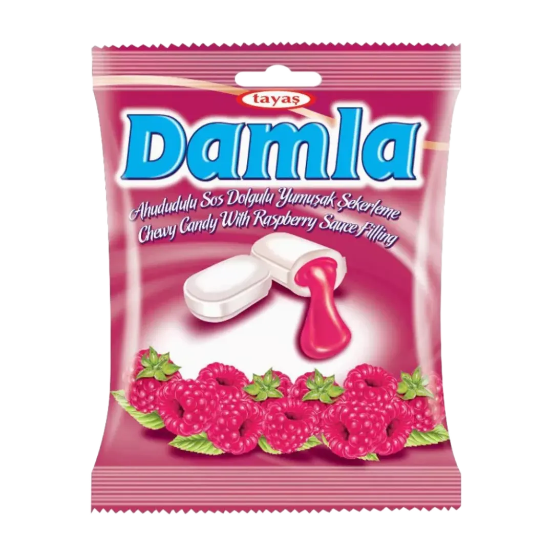 Damla málna ízű töltött puha cukorka 90 g