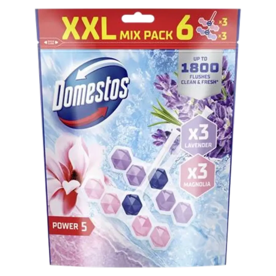 Domestos Power 5 Magnolia & Lavender WC-rúd - 6 × 50 g