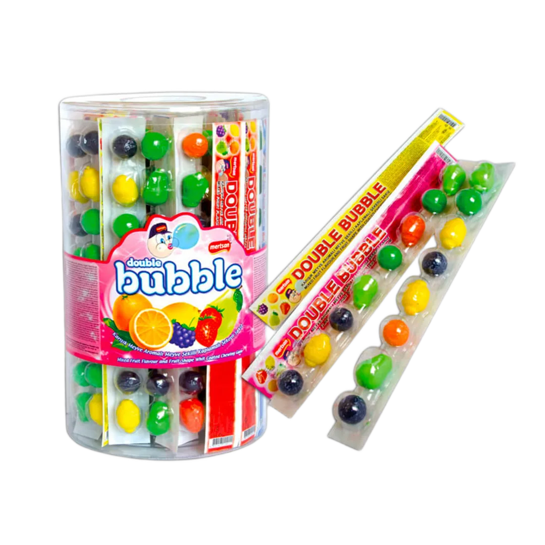 Double Bubble vegyes gyümölcsízű gyümölcs formájú rágógumi 8 db (18 g)