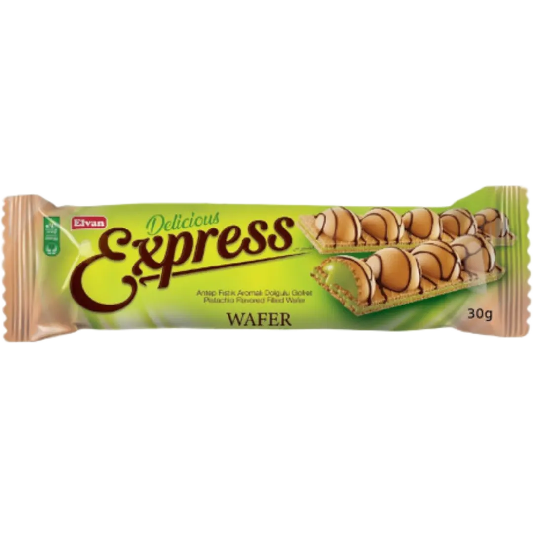 Elvan Express pisztácia ízű töltött ostya 30 g