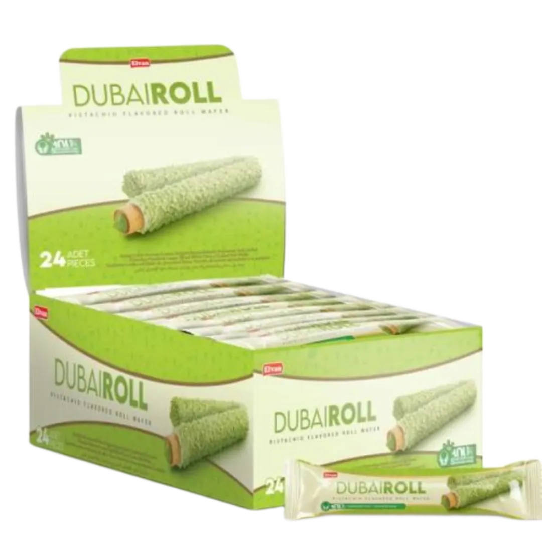 Elvan Dubai Roll pisztácia ízű krémmel töltött ostyarúd 18 g