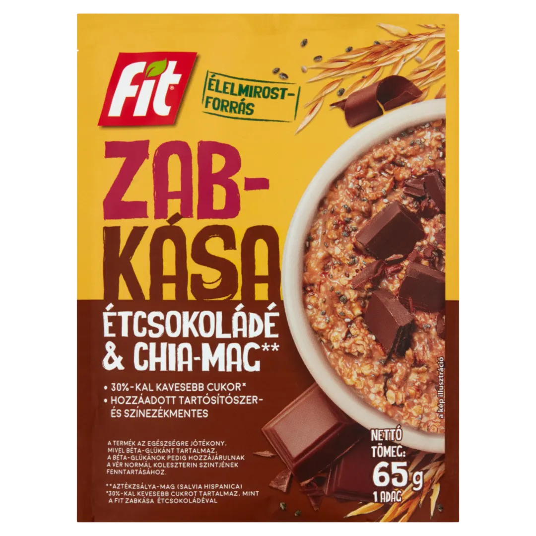 Fit reggeli zabkása chia maggal és étcsokoládéval 65 g