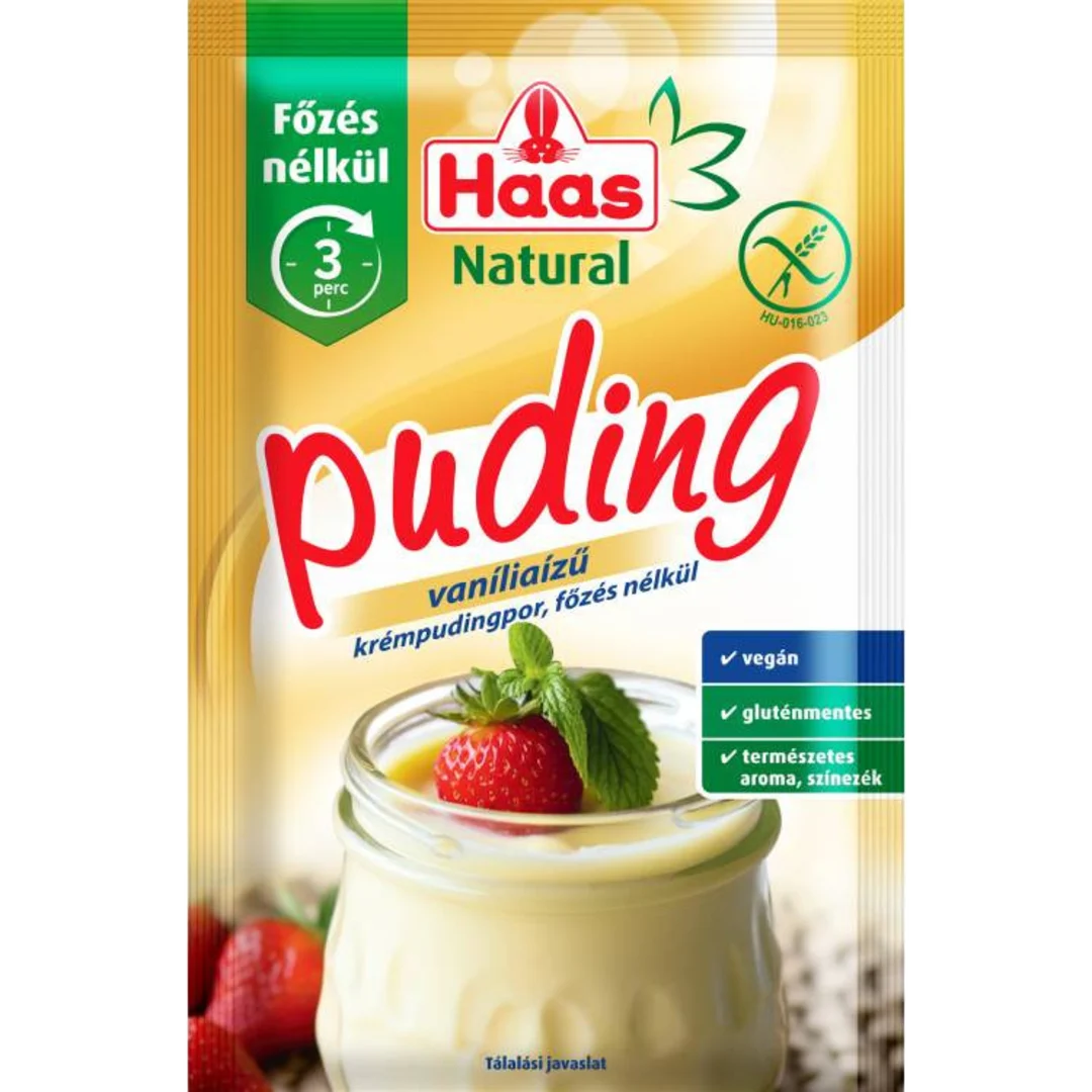 Haas Natural gluténmentes vaníliaízű krémpudingpor főzés nélkül 60 g