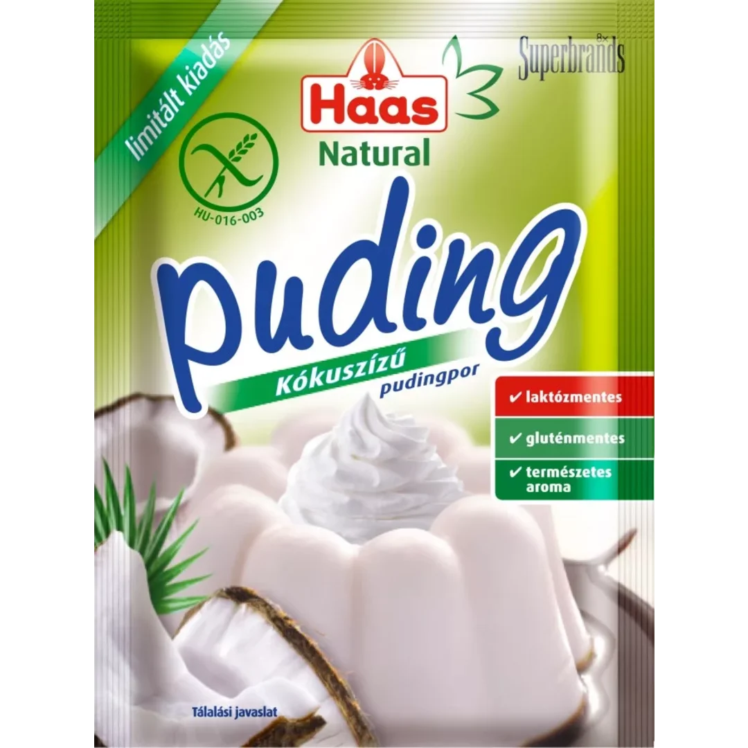 Haas Natural gluténmentes kókuszízű pudingpor 40 g