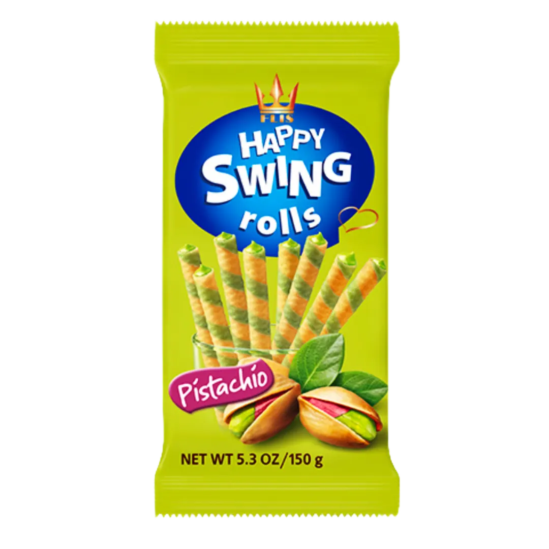 Happy Swing Rolls pisztácia ízű krémmel töltött ostyarudak 150 g