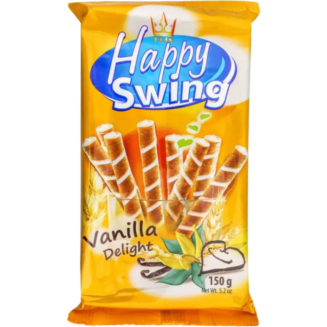 Happy Swing Rolls Vanilla vanília ízű krémmel töltött ostyarudak 150 g