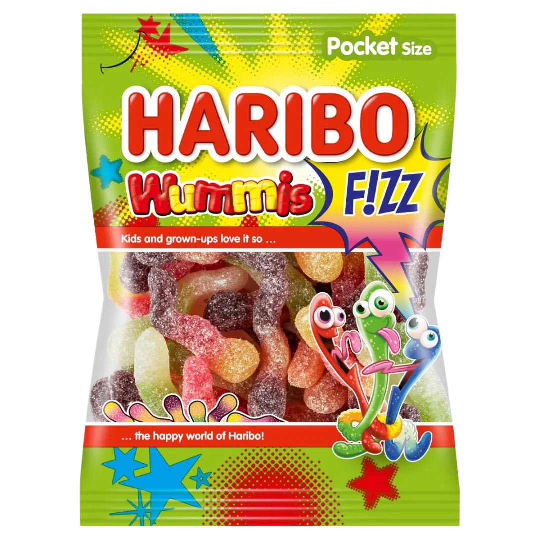 Haribo Wummis F!ZZ savanyú gyümölcsízű kukac gumicukor 100 g