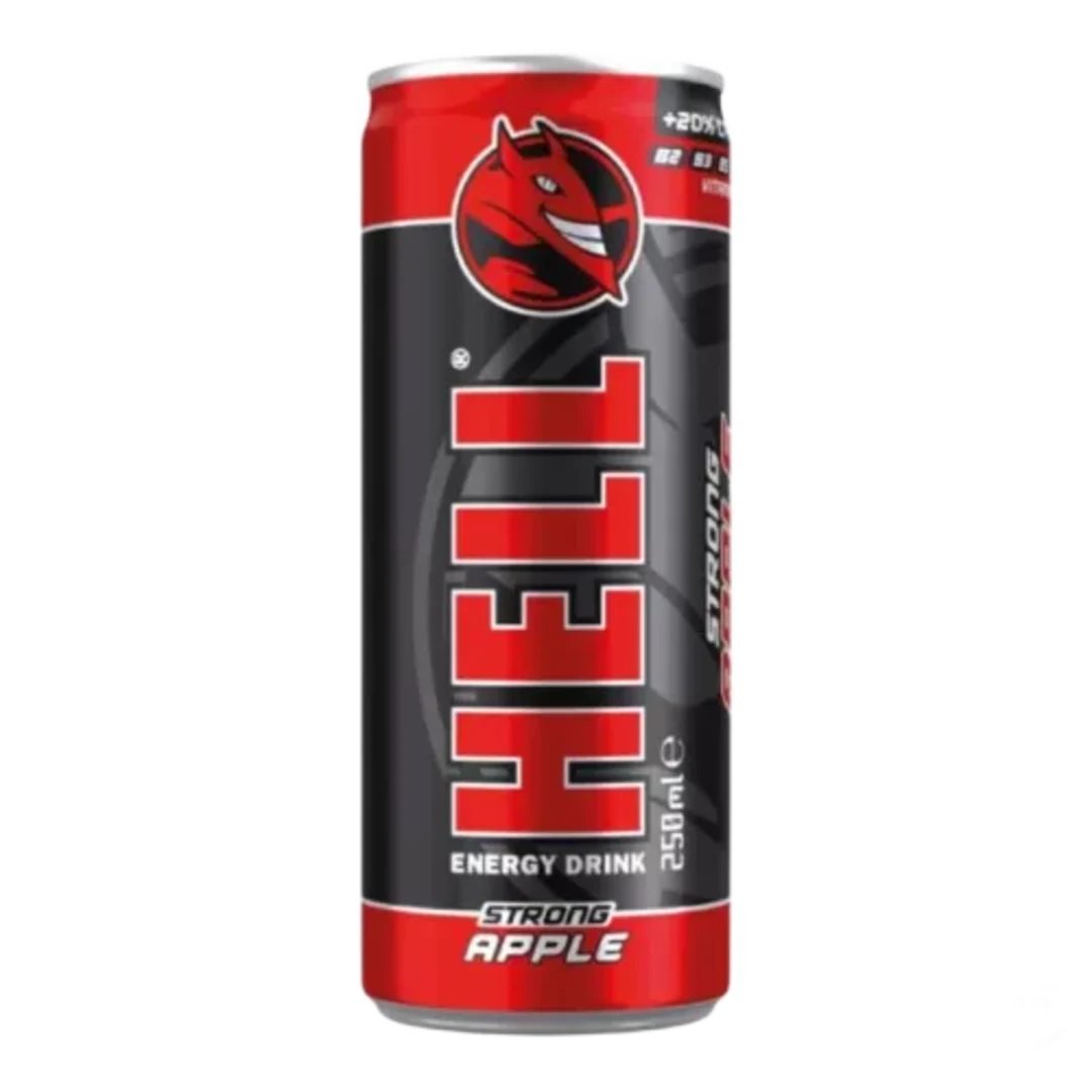 HELL Strong Apple alma-tuttifrutti ízű szénsavas energiaital DRS 250 ml