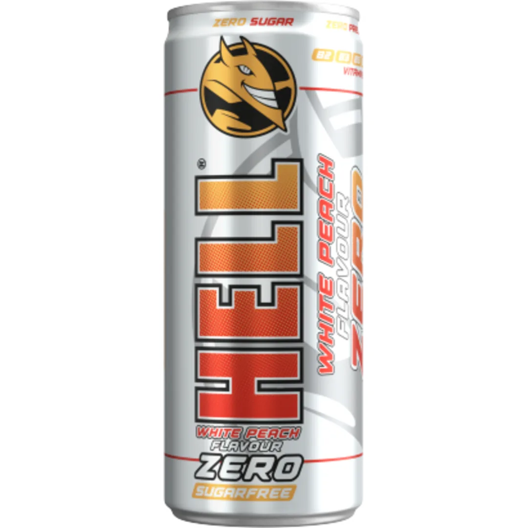 HELL Zero White Peach fehér őszibarack ízű cukormentes energiaital DRS 250 ml