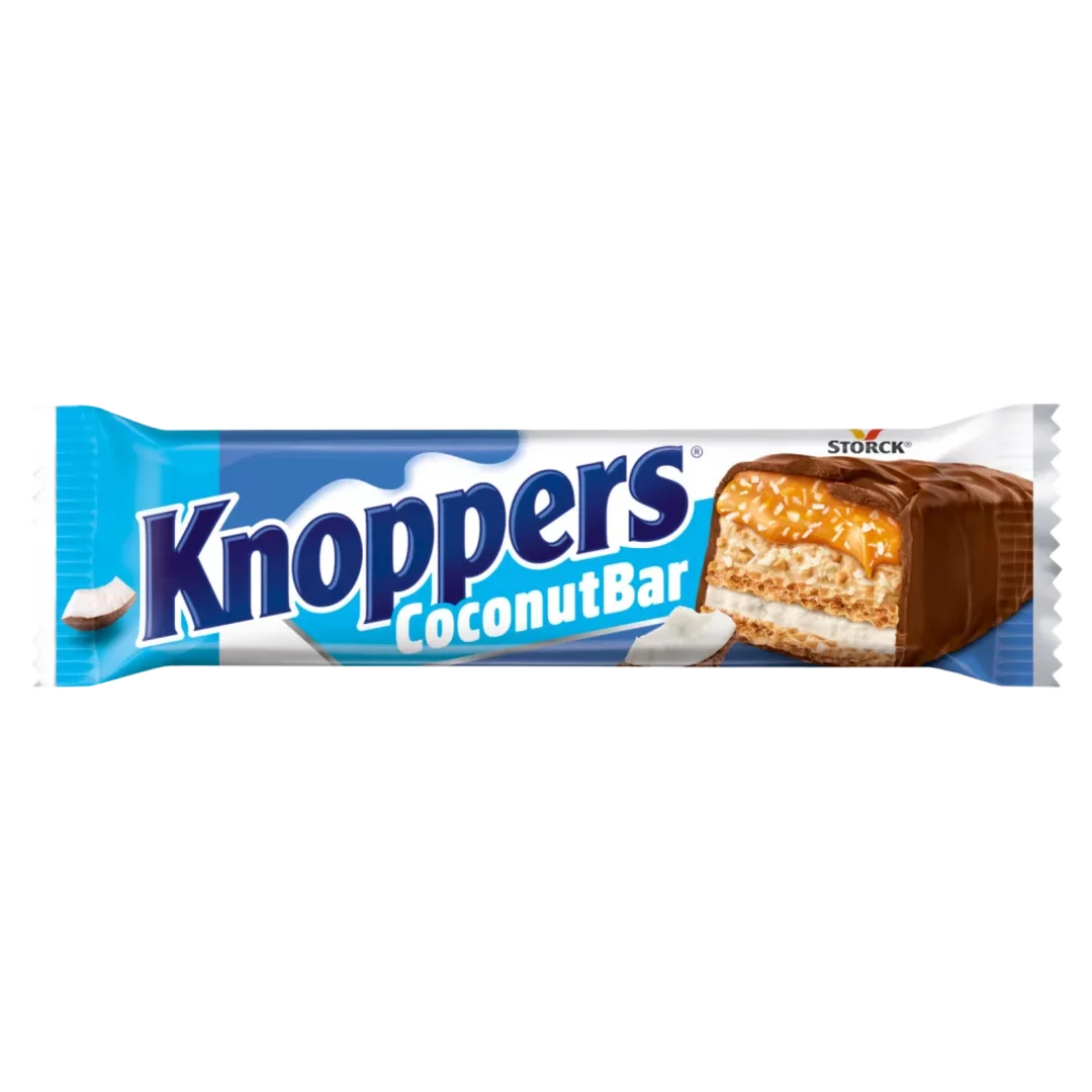 Knoppers CoconutBar tejes, kókuszos-mogyorós krémmel töltött, tejcsokoládéval bevont ostyaszelet 40 g