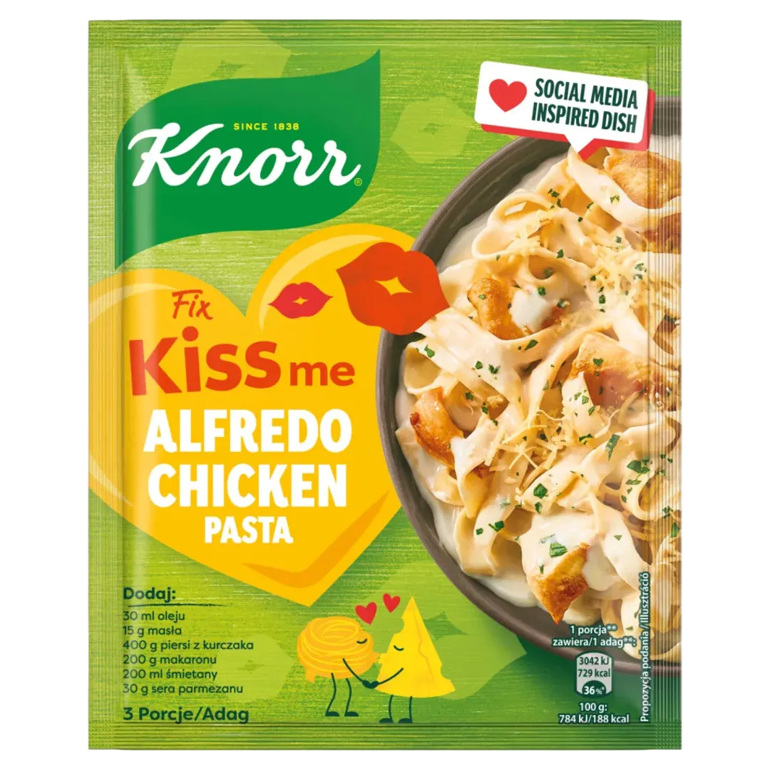 Knorr Kiss Me Alfredo sajtos-tejszínes csirkés tésztaalap 42 g