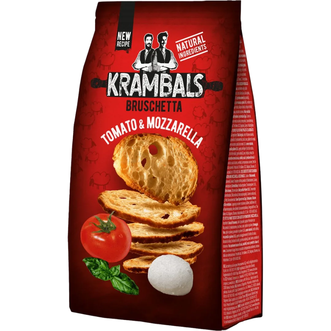 Krambals Bruschetta Tomato & Mozzarella paradicsomos-mozzarellás pirított kenyérszelet 70 g
