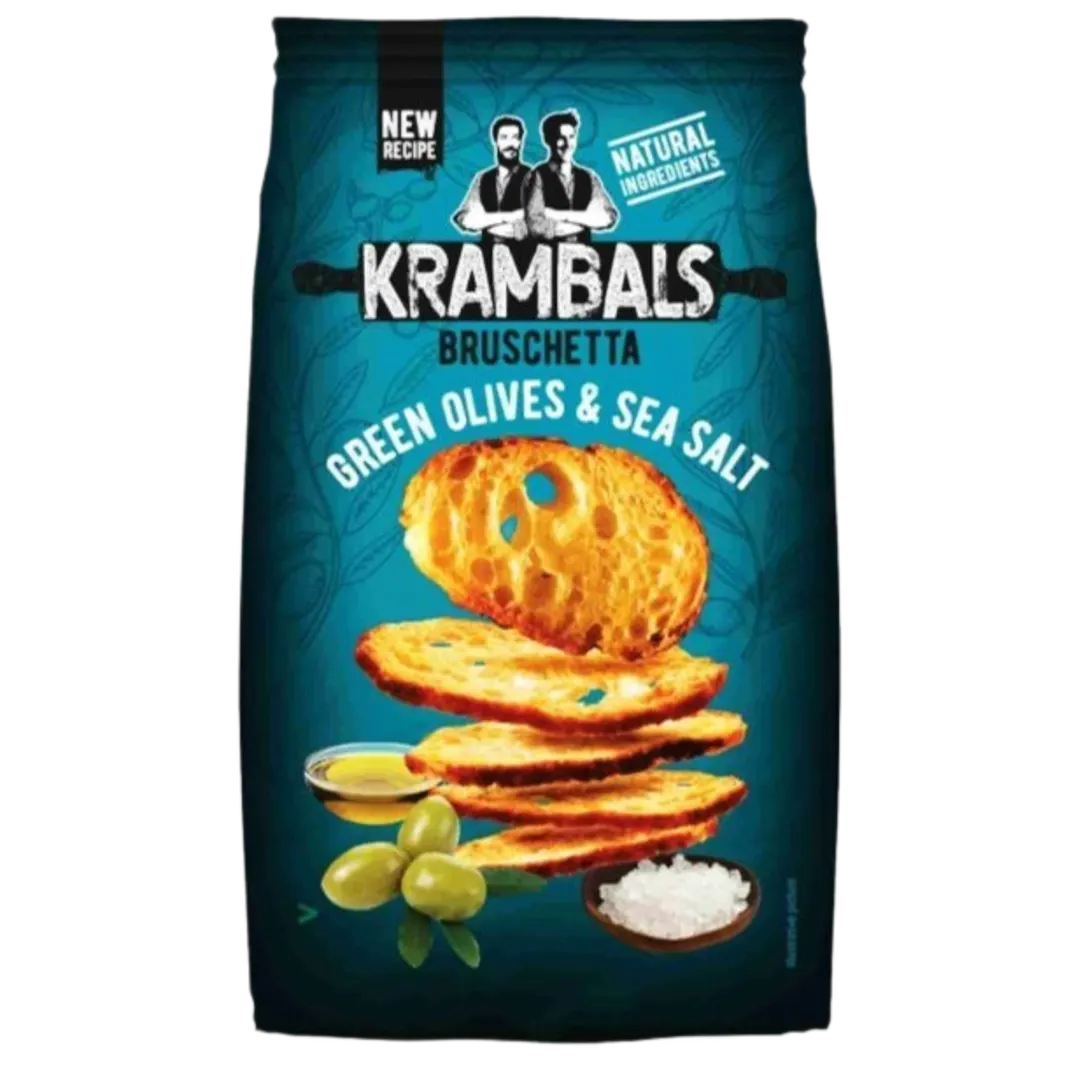 Krambals Bruschetta Green Olives & Sea Salt zöld olívás-tengeri sós pirított kenyérszelet 70 g