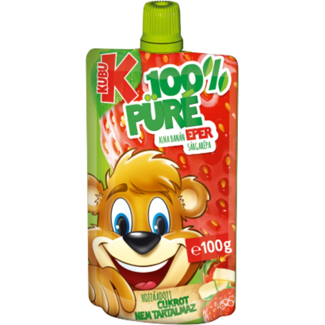 Kubu 100% alma-banán-eper-sárgarépa gyümölcs- és zöldségpüré 100 g