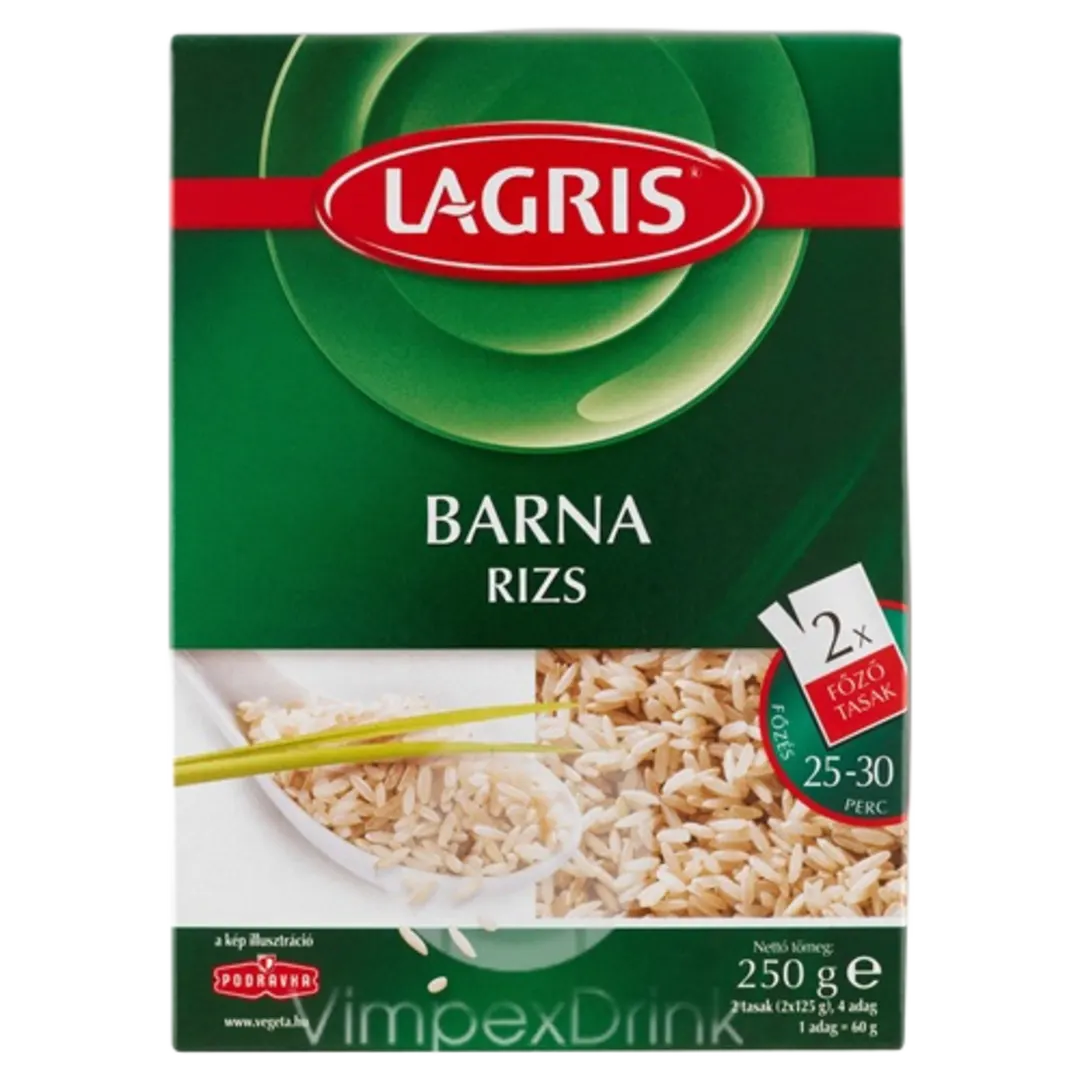 Lagris hosszúszemű barna rizs főzőtasakban 2 × 125 g (250 g)