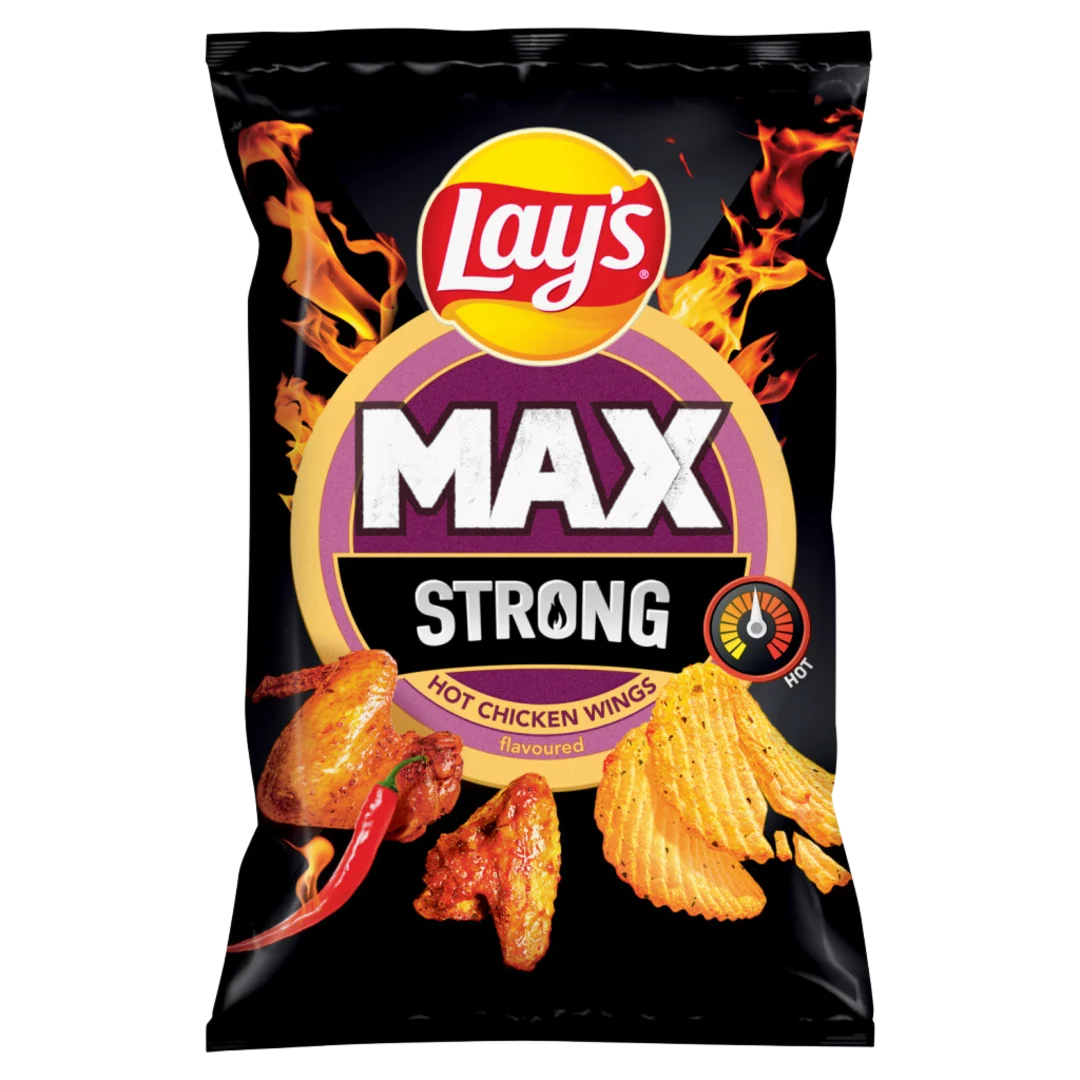 Lay's MAX Strong Hot Chicken Wings csípős húsos jellegű burgonyachips 55 g