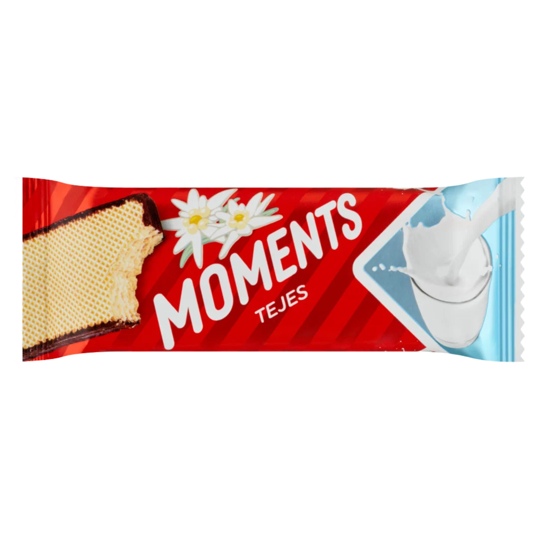 Moments kakaós bevonómasszába mártott, tejes krémmel töltött ostyaszelet 45 g