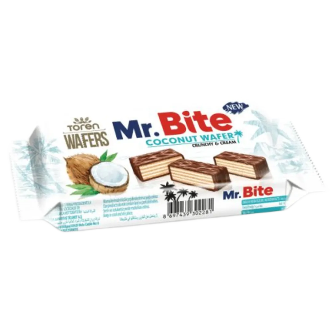 Mr. Bite tejcsokoládéval bevont, kókuszkrémmel töltött ostya 38 g