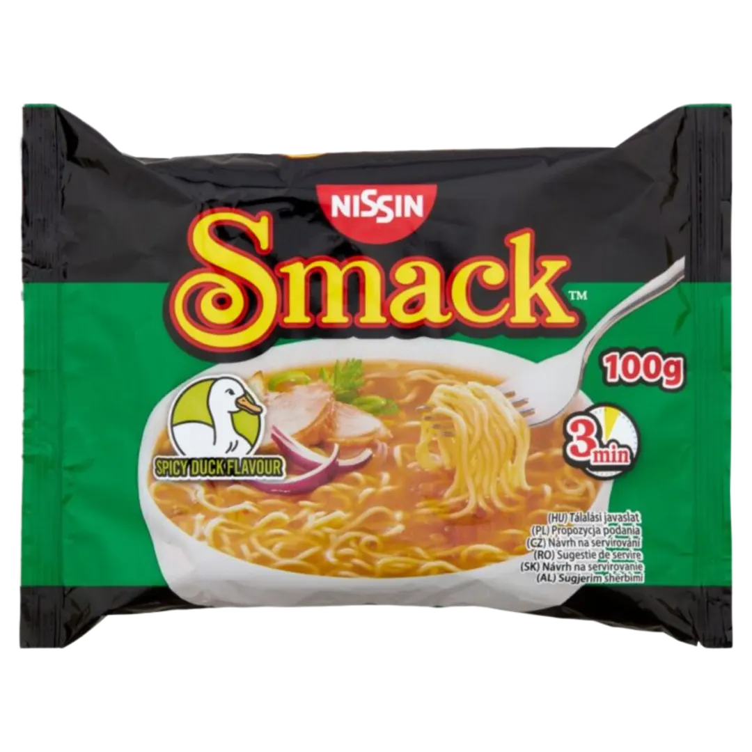 Nissin Smack fűszeres kacsa ízesítésű instant tésztaleves 100 g
