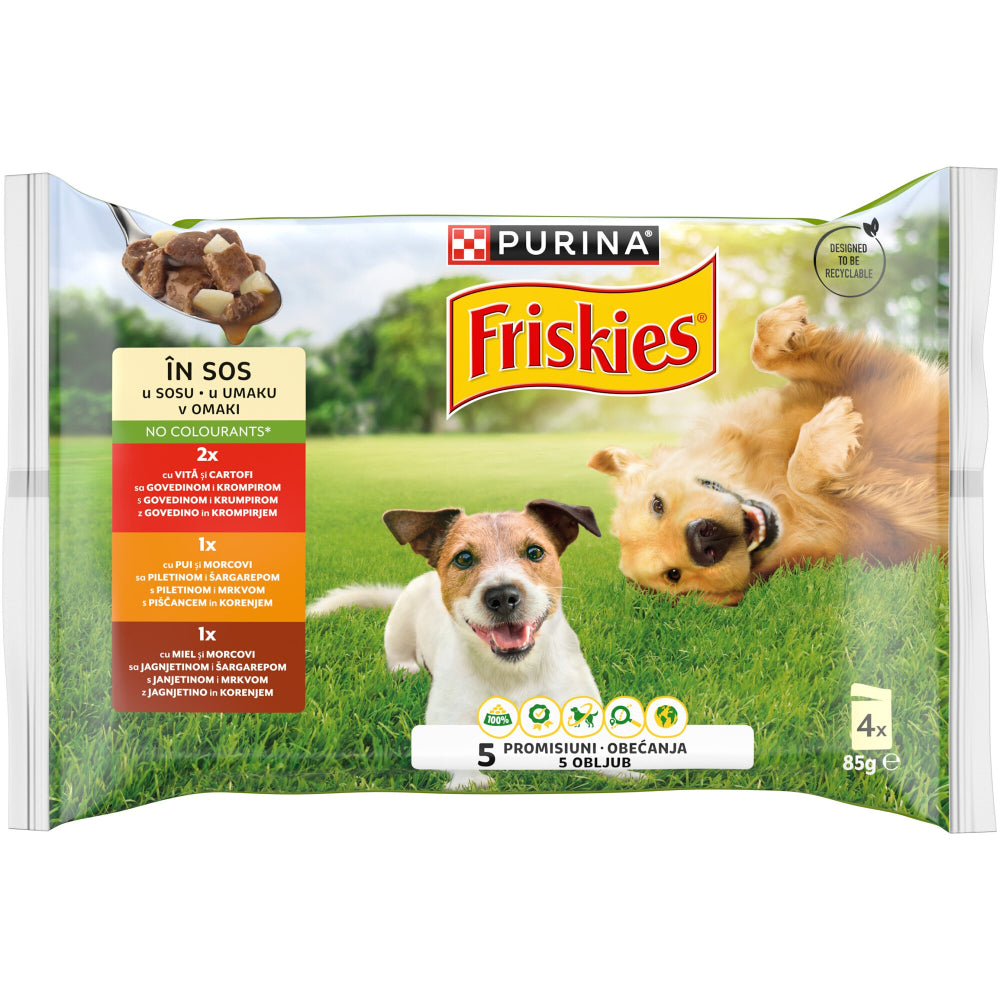 Purina Friskies szószos válogatás nedves kutyaeledel 4 × 85 g (340 g)