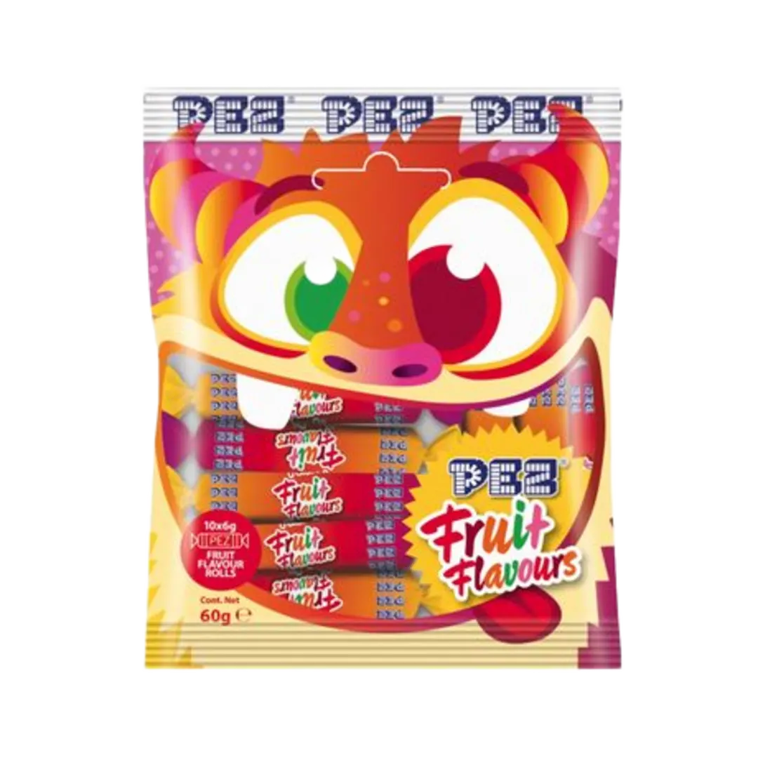 PEZ Fruit Rolls vegyes gyümölcsízű cukorka 10×6 g (60 g)