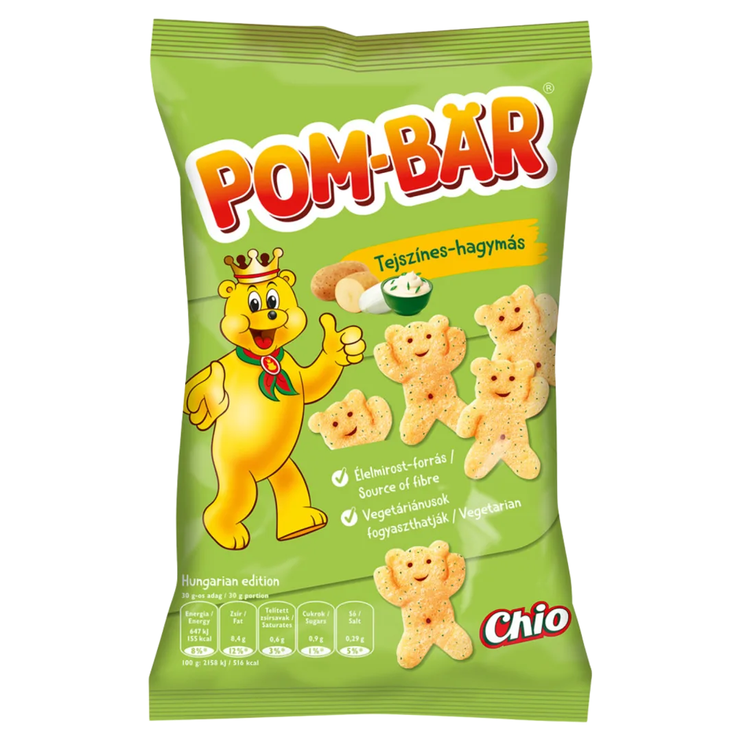 Pom-Bär tejszínes-hagymás ízű burgonyasnack 50 g