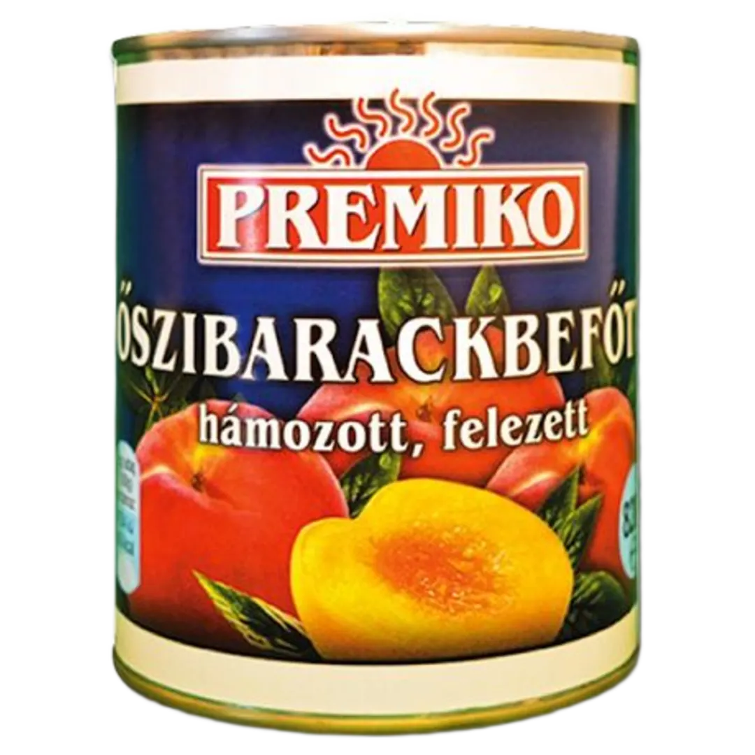 Premiko őszibarackbefőtt hámozott, felezett 820 g / 470 g