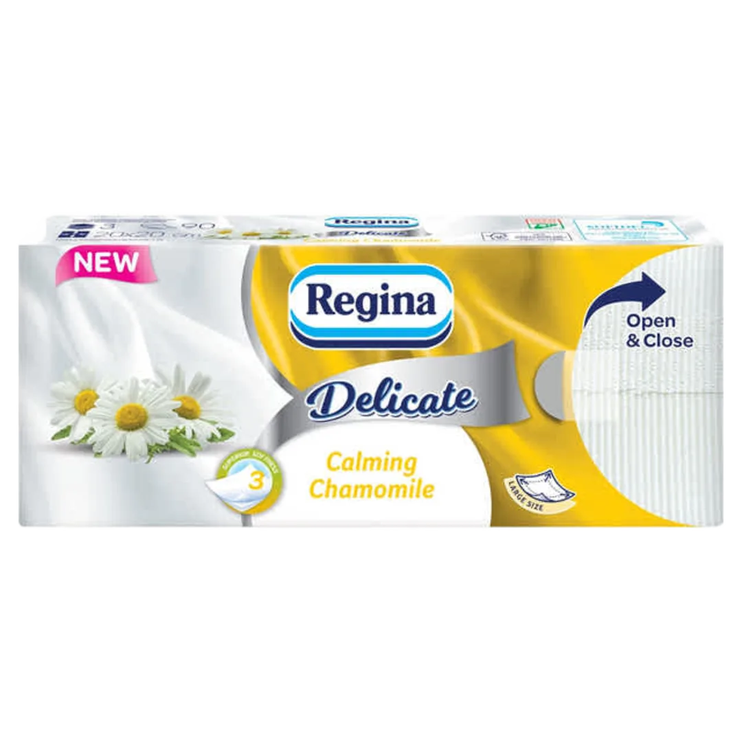 Regina Delicate Calming Chamomile papír zsebkendő, 3 rétegű, 90 db