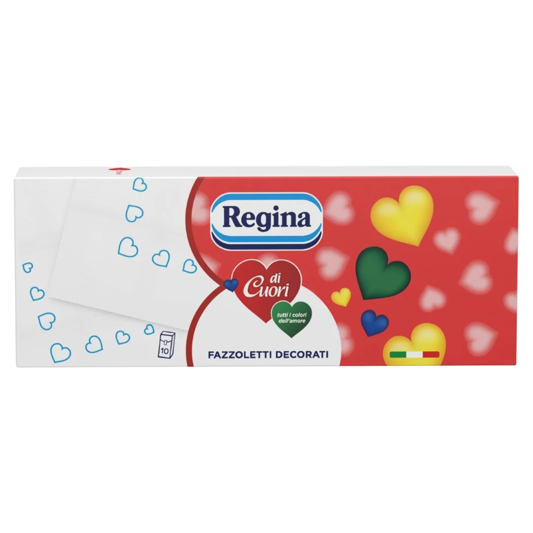 Regina Di Cuori papír zsebkendő, 4 rétegű, 10 × 9 db