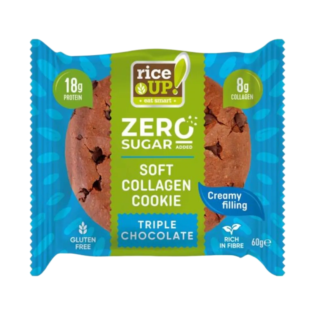 RiceUP! Soft Collagen Cookie Triple Chocolate hozzáadott cukor nélküli fehérjés keksz 60 g