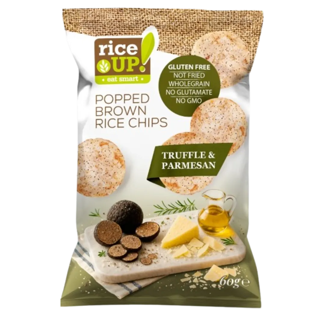 RiceUP! Brown Rice Chips Truffle & Parmesan szarvasgombás-parmezános barna rizs chips 60 g