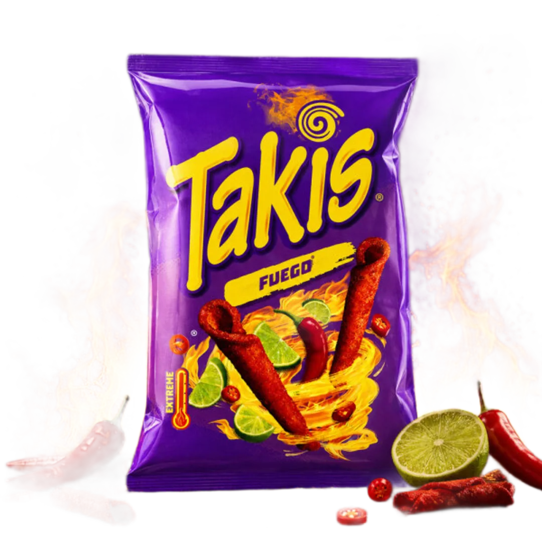 Takis Fuego Chili & Lime csípős lime-os tekercselt kukoricachips 100 g