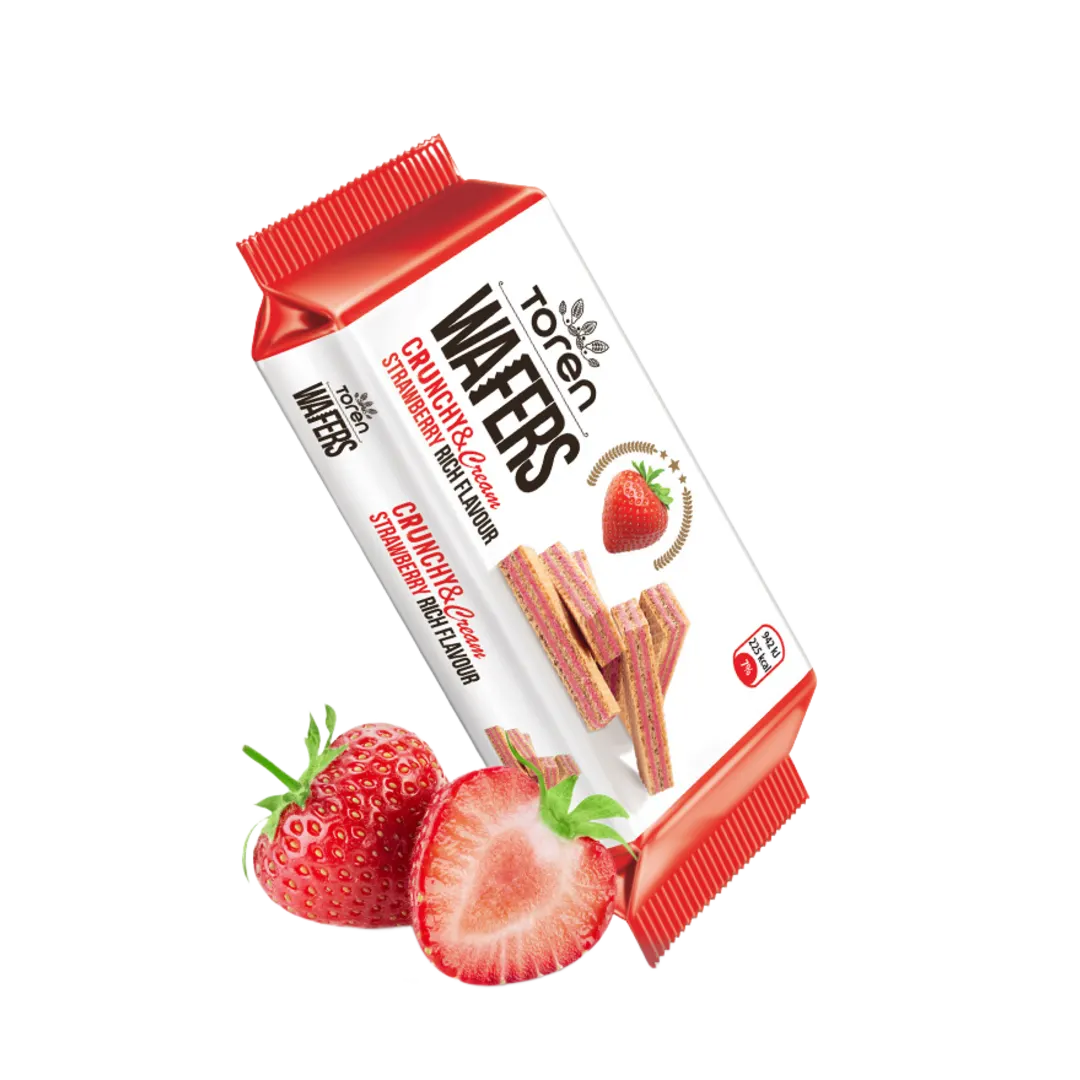 Tören Premium Wafers Strawberry Cream eperkrémmel töltött ostya 52 g