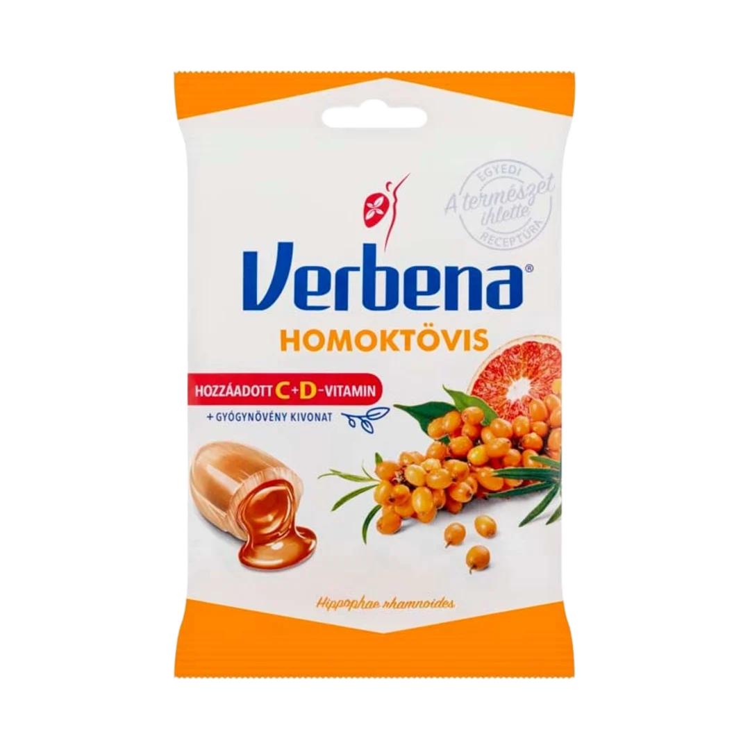 Verbena homoktövises töltött keménycukorka C- és D-vitaminnal 60 g