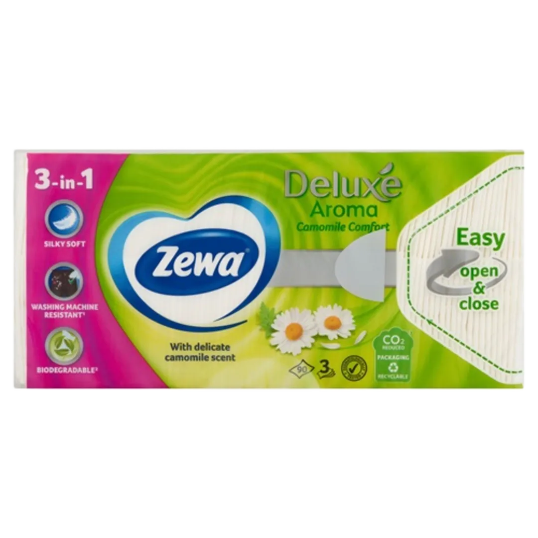 Zewa Deluxe Aroma Camomile Comfort papír zsebkendő, 3 rétegű, 90 db